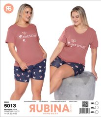 Жіноча піжама великих розмірів шорти та футболка Rubina Secret Туреччина art.5013 5013-1 фото
