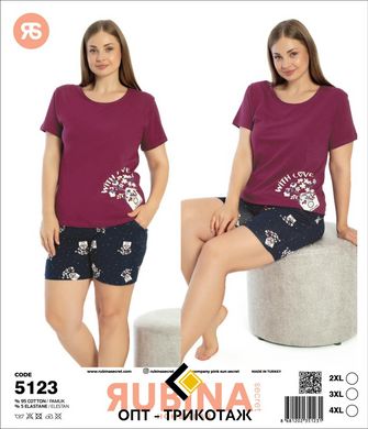 Жіноча піжама великих розмірів шорти та футболка Rubina Secret Туреччина art.5123 5123 фото