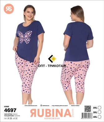 Жіноча піжама батал бриджі та футболка Rubina Secret art.4697 4697 фото