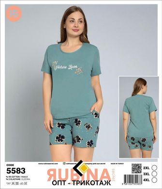 Жіноча піжама великих розмірів шорти та футболка Rubina Secret Туреччина art.5583 5583 фото