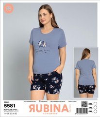 Жіноча піжама великих розмірів шорти та футболка Rubina Secret Туреччина art.5581 5581 фото