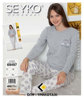 Жіноча піжама футболка з довгим рукавом та штани Seyko art. 69497 69497 фото