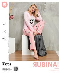 Жіноча піжама штани та футболка довгий рукав Rubina Secret art P3762 Оптом, M. L. XL