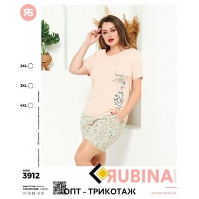 Жіноча піжама великих розмірів шорти та футболка Rubina Secret Туреччина art.3912 3912 фото