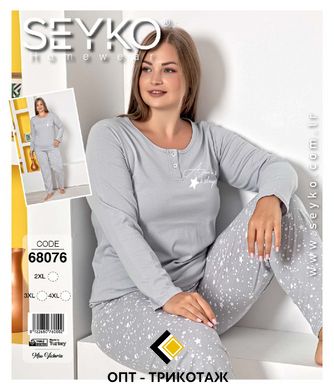 Жіноча піжама батал футболка з довгим рукавом та штани Seyko art. 68076 68076 фото