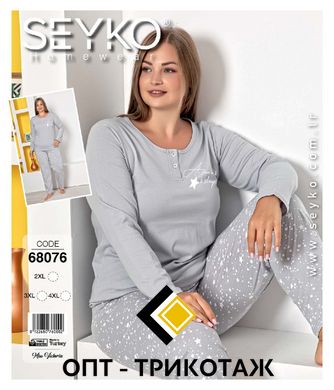 Женская пижама батал футболка с длинным рукавом и штаны Seyko art. 68076 68076 фото