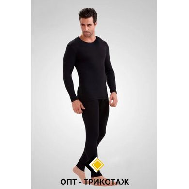 Мужское черное термобелье комплектом футболка с длинным рукавом и штаны 2019/2020 фото