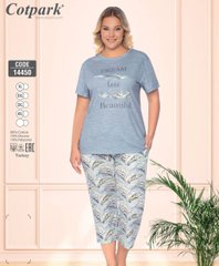 Жіноча піжама великих розмірів бриджі та футболка Cotpark art.14450 14450 фото