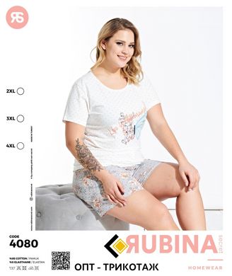 Женская пижама батал шорты и футболка Rubina Secret Турция art.4080 4080 фото