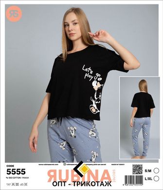 Жіноча піжама штани та футболка Rubina Secret art 5555 5555 фото
