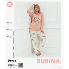 Жіноча піжама великих розмірів футболка з довгим рукавом та штани TM Rubina art. P3752