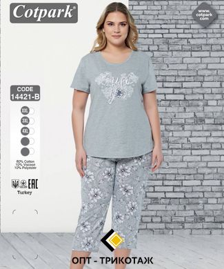 Женская пижама больших размеров бриджи и футболка Cotpark art.14421 14421-b фото