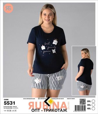 Жіноча піжама великих розмірів шорти та футболка Rubina Secret Туреччина art.5531 5531 фото