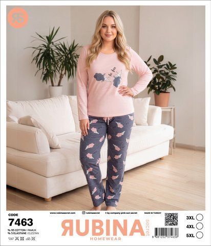 Жіноча піжама батал футболка довгий рукав та штани TM Rubina art 7463 7463 фото