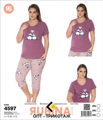 Жіноча піжама батал бриджі та футболка Rubina Secret art.4597 4597 фото