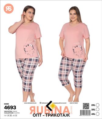Жіноча піжама батал бриджі та футболка Rubina Secret art.4693 4693 фото