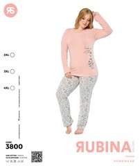 Жіноча піжама батал футболка довгий рукав та штани TM Rubina art. 380 оптом, 2XL. 3XL. 4XL
