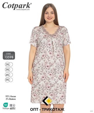 Жіноча нічна сорочка великого розміру на гудзиках з віскози Сotpark art. 13598 13598 фото