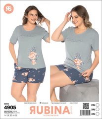 Жіноча піжама великих розмірів шорти та футболка Rubina Secret Туреччина art.4905 4905 фото